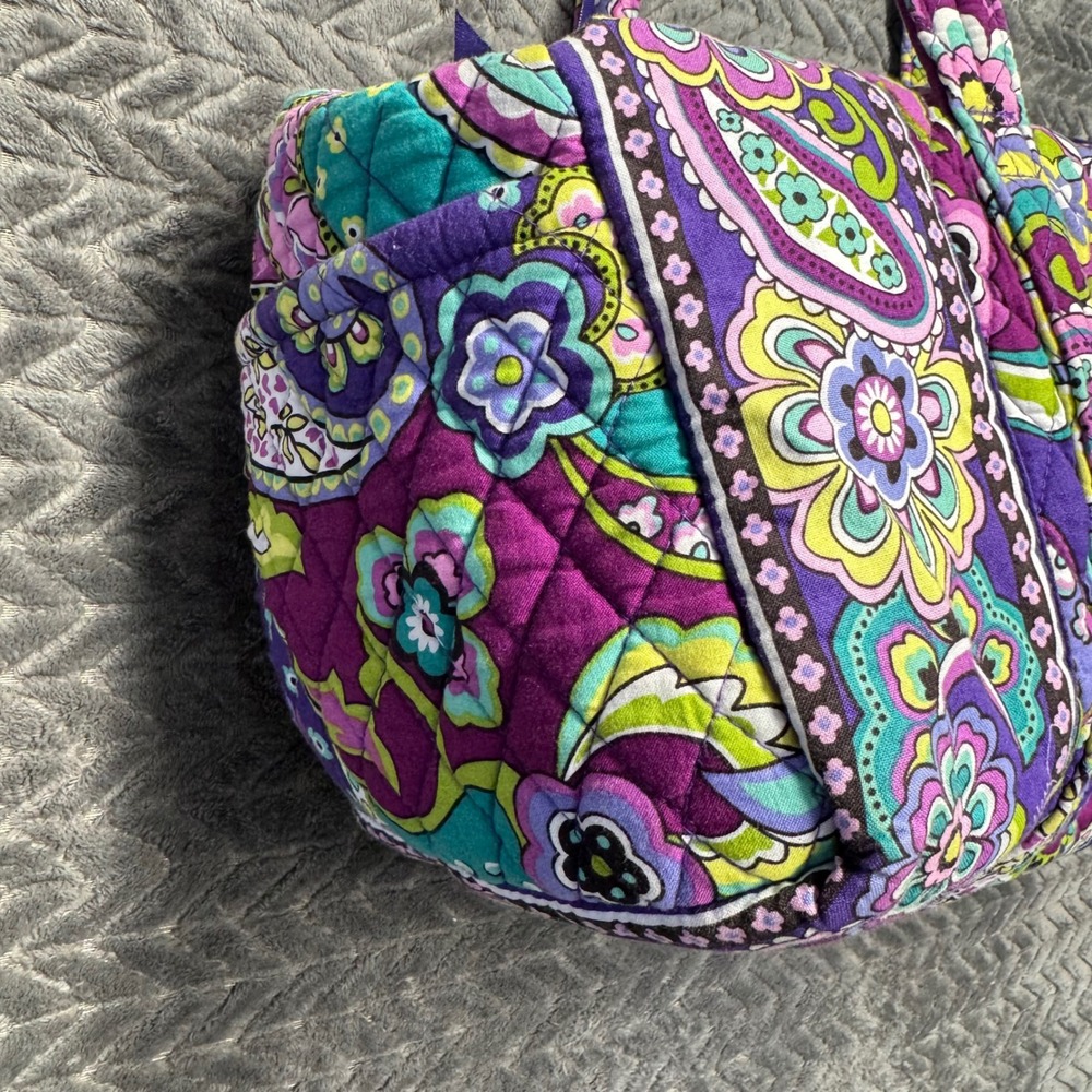Vera Bradley Duffel Bag Medium Purple Teal Paisley Lilli Bell Travel Bag - Picture 4 of 10
